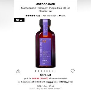 Moroccanoil Purple Treatment Oil for Blonde Hair